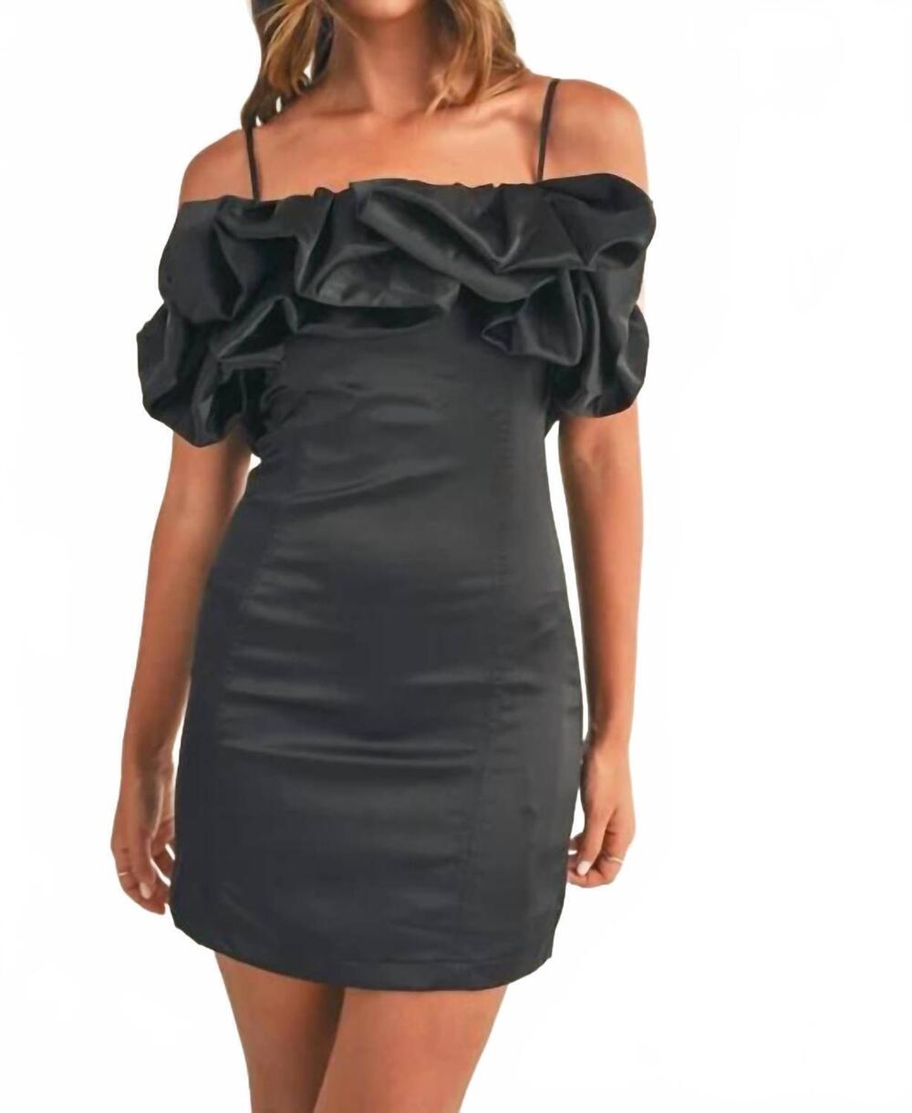NEW MABLE bubble ruffled bodycon mini dress in black